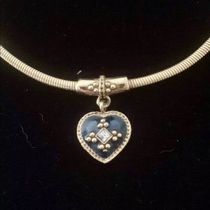 PD Crown Premier Design Navy Enamel Crystal Heart